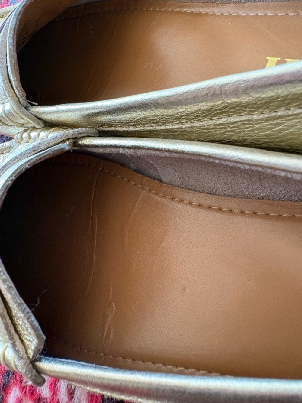 Coach Metallic Gold Leather Penny Loafers - Picture 4 of 7